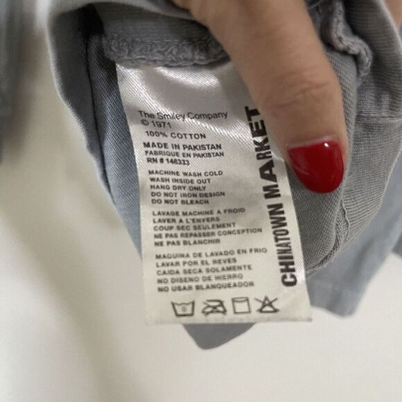 CHINATOWN MARKET gray long sleeve crew neck pullover smiley shirt size Small - Picture 5 of 6